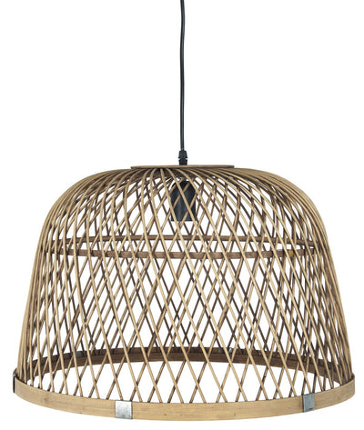 Henglampe i bambus med sorte detaljer stor type